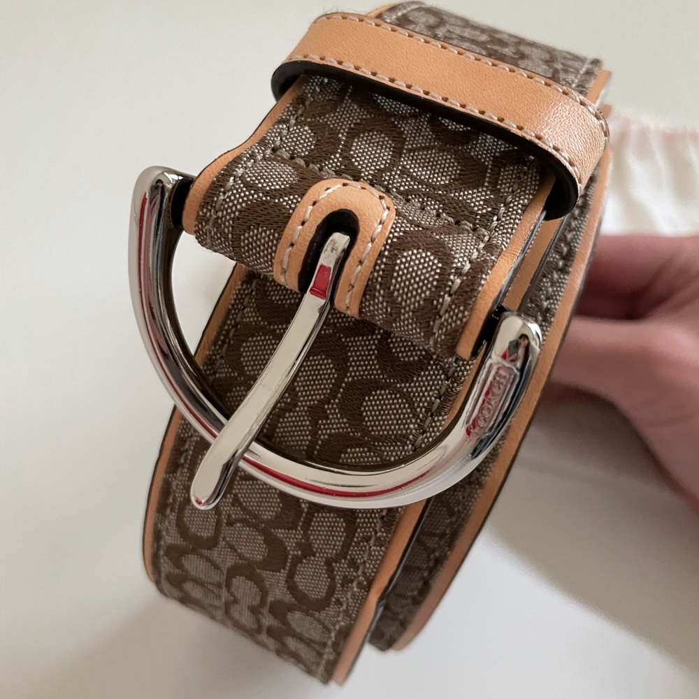 Coach Monogram Canvas & Leather Belt